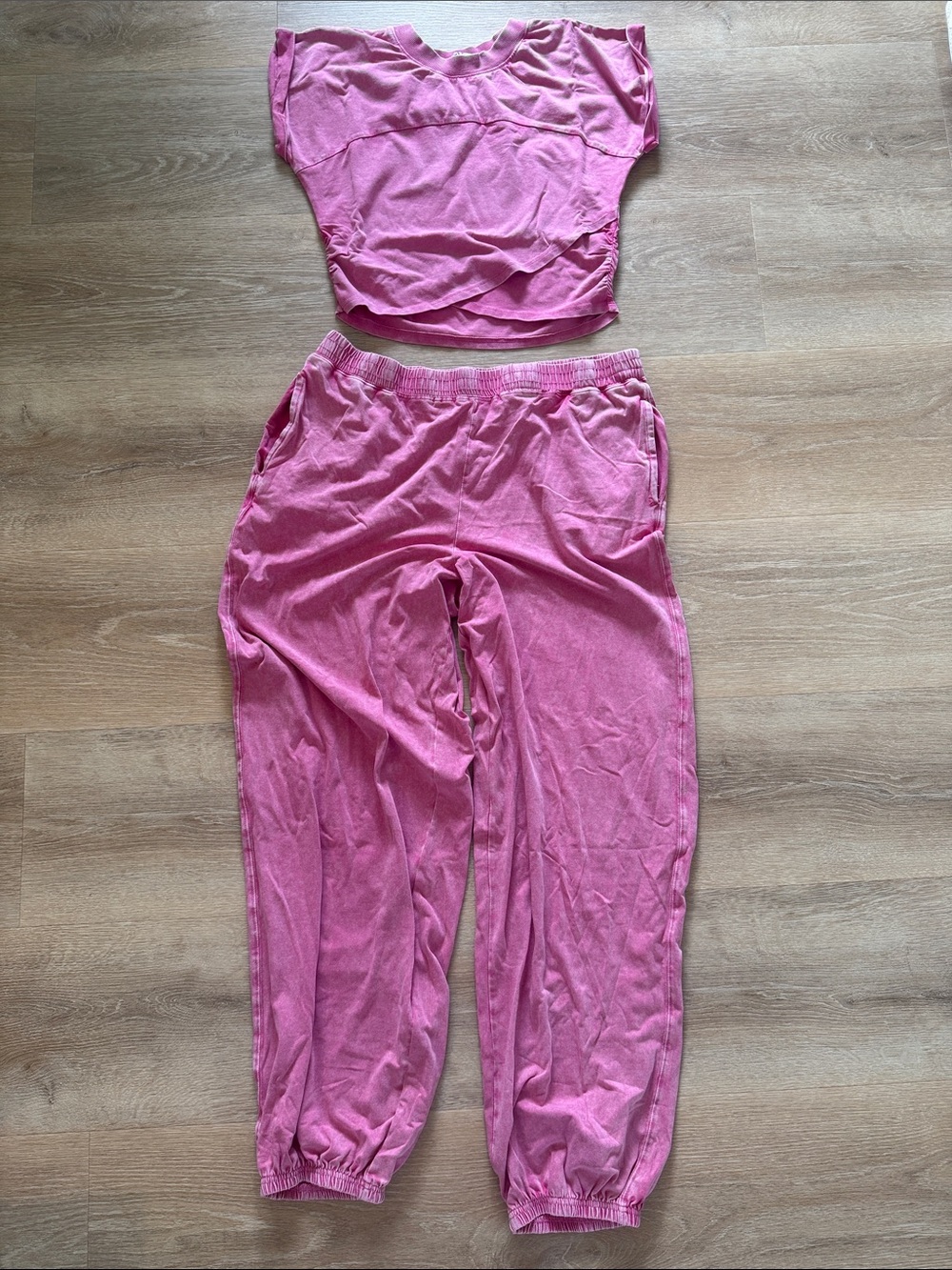 Pink Women's Lounge Pants & Crop Top Set